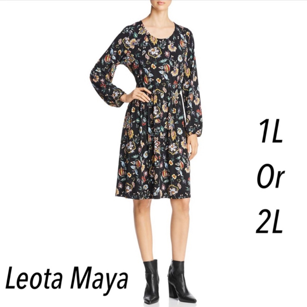 NWT (2X) 1L & 2L plus dress casual floral blouson elastic waist midi multicolor